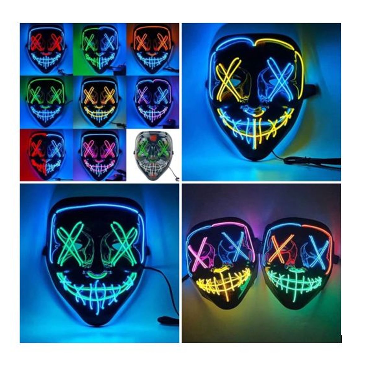 GENERICO - Máscara de purga de Halloween máscara de luz LED