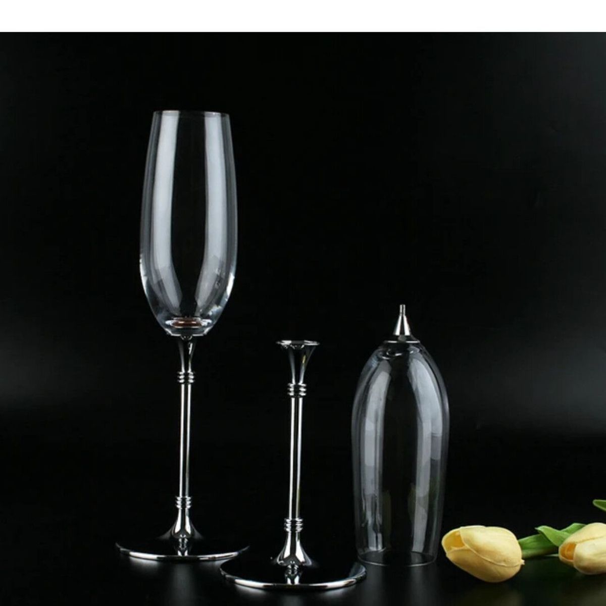 GENERICO - Copa para boda x2 con tallo de flaque