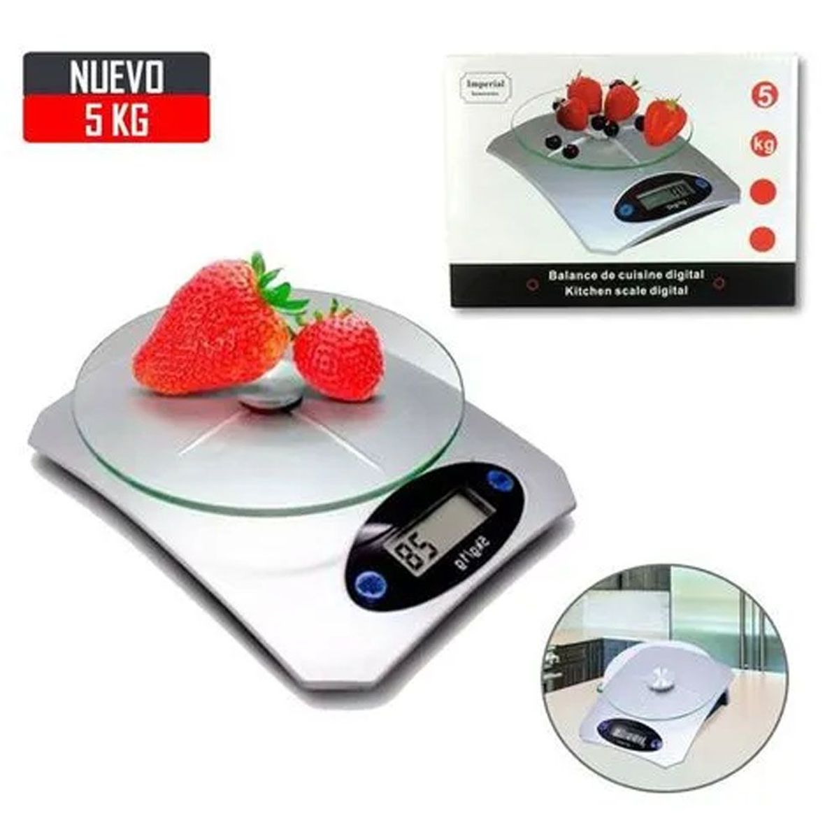 GENERICO - Balanza Gramera Digital Vidrio 5kg Digital