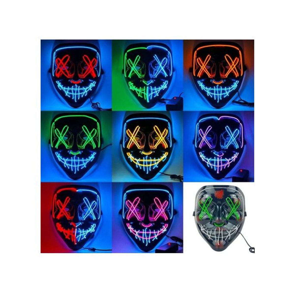 GENERICO - Máscara de purga de Halloween máscara de luz LED