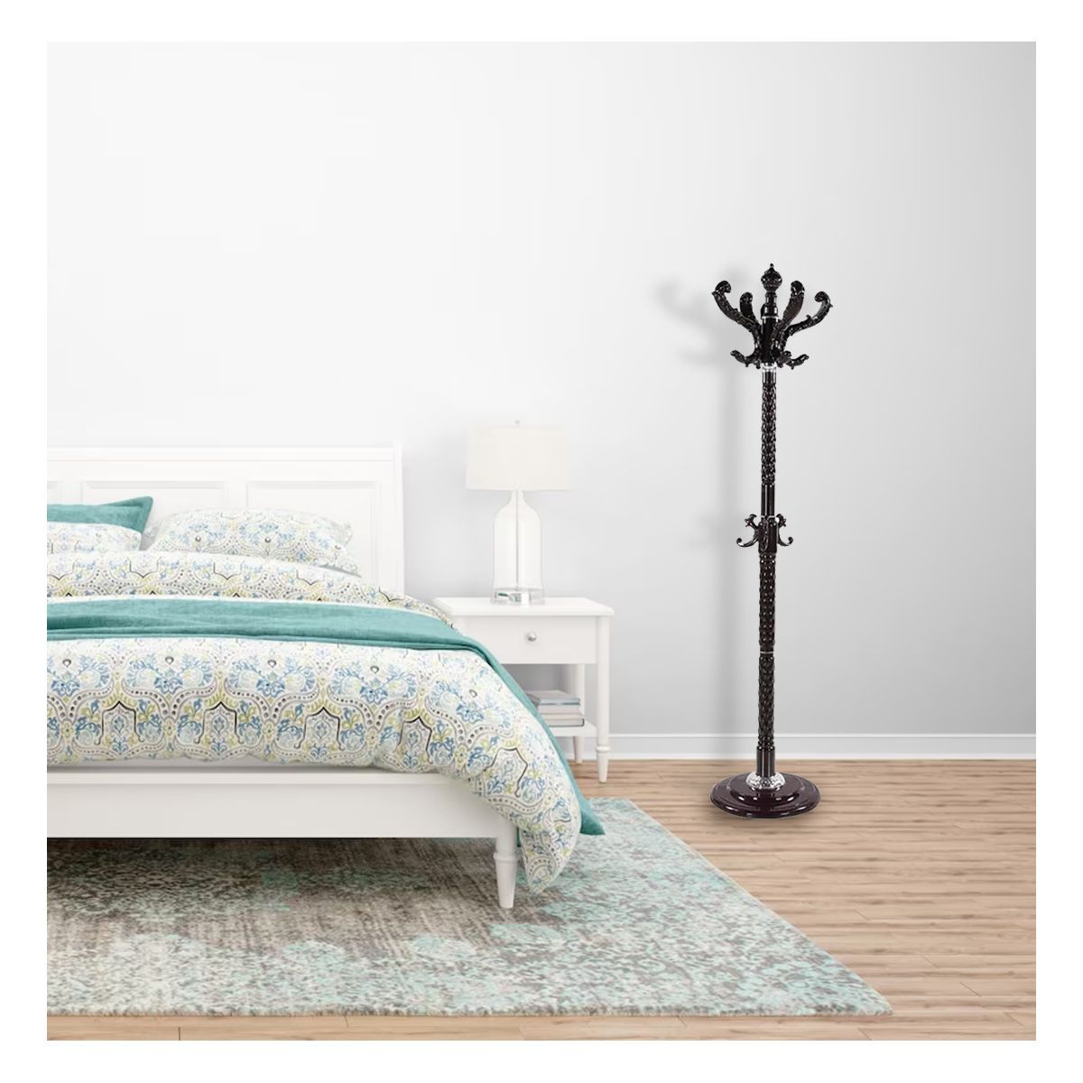 GRETAIL - Perchero Ancho Organizador Estante 9 Colgadores Marrón