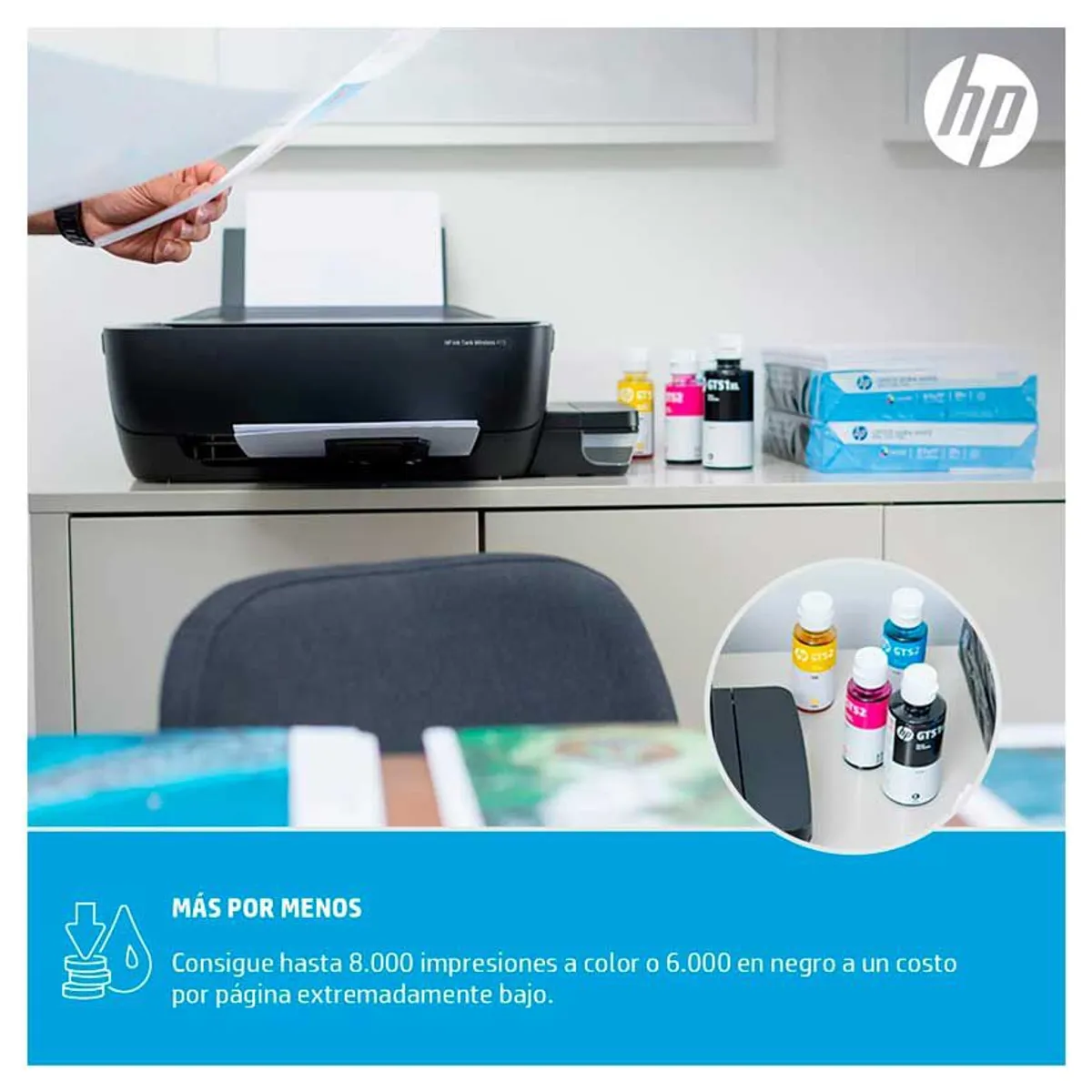 HP - Impresora HP Ink Tank 415 Multifuncional WI-FI Cableado USB