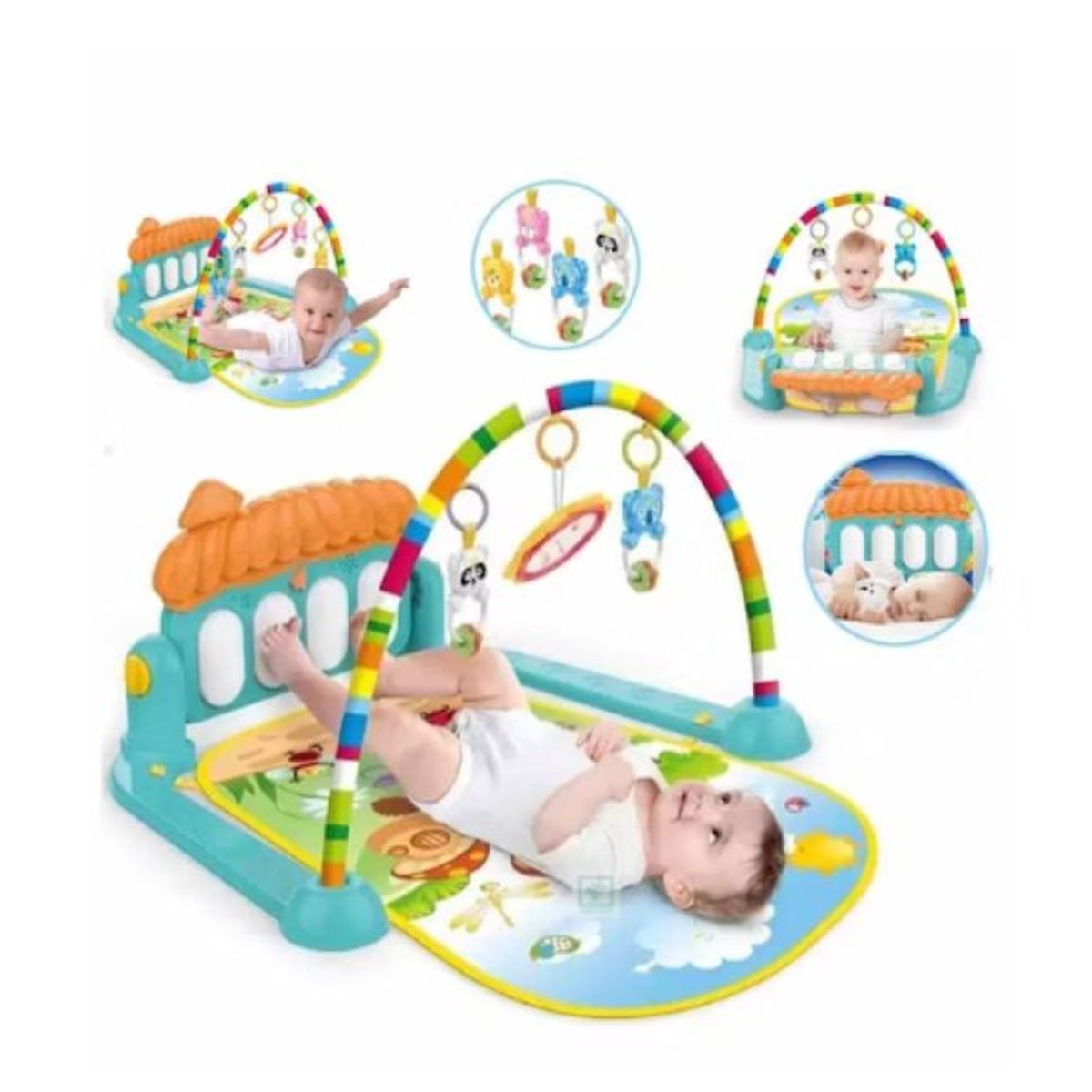 HUANGER - Gimnasio para Bebe con Piano Musical 3 en 1 Color Verde