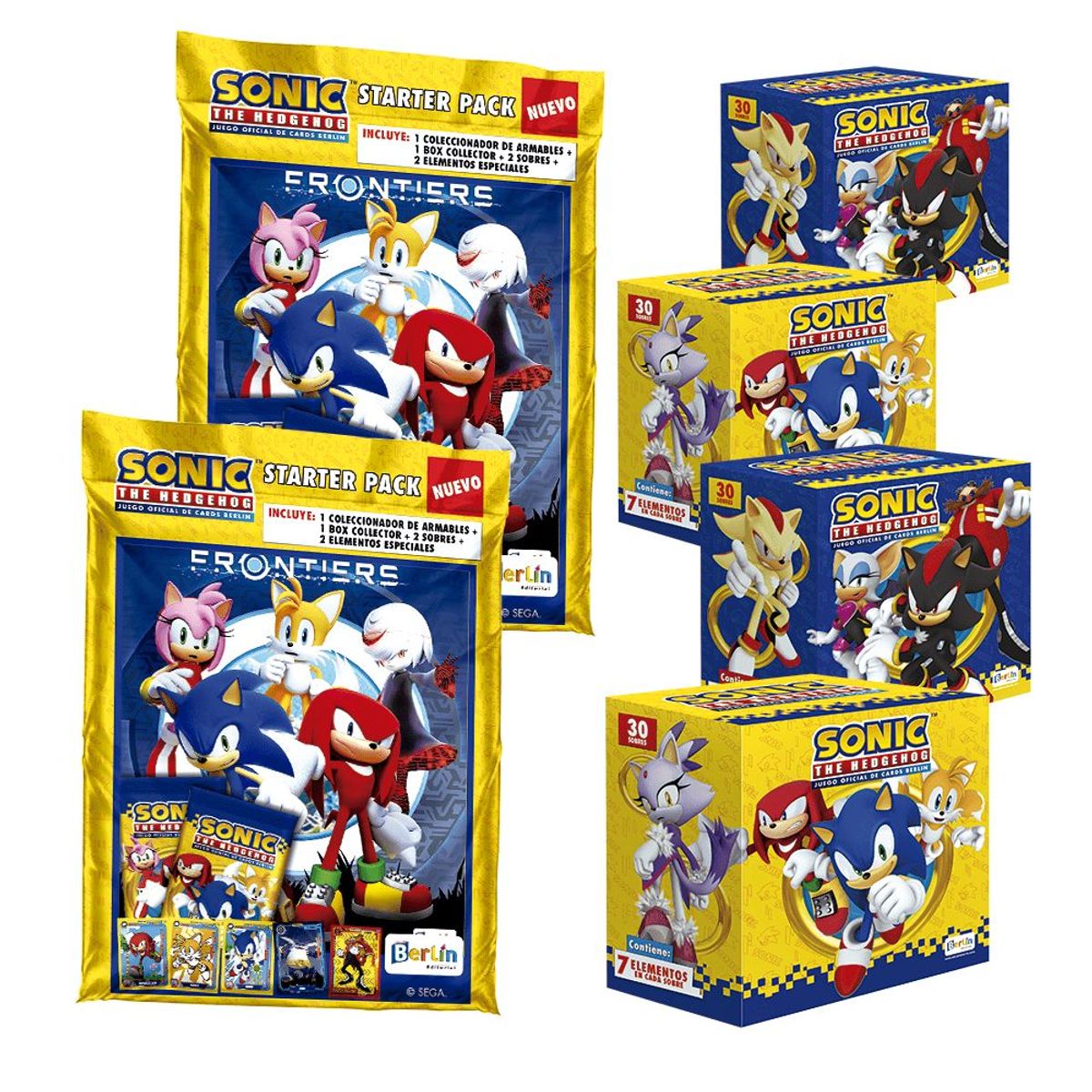 EDITORIAL BERLIN - Sonic Cards, 2 Starter Pack+ 4 cajitas (120 sobres)