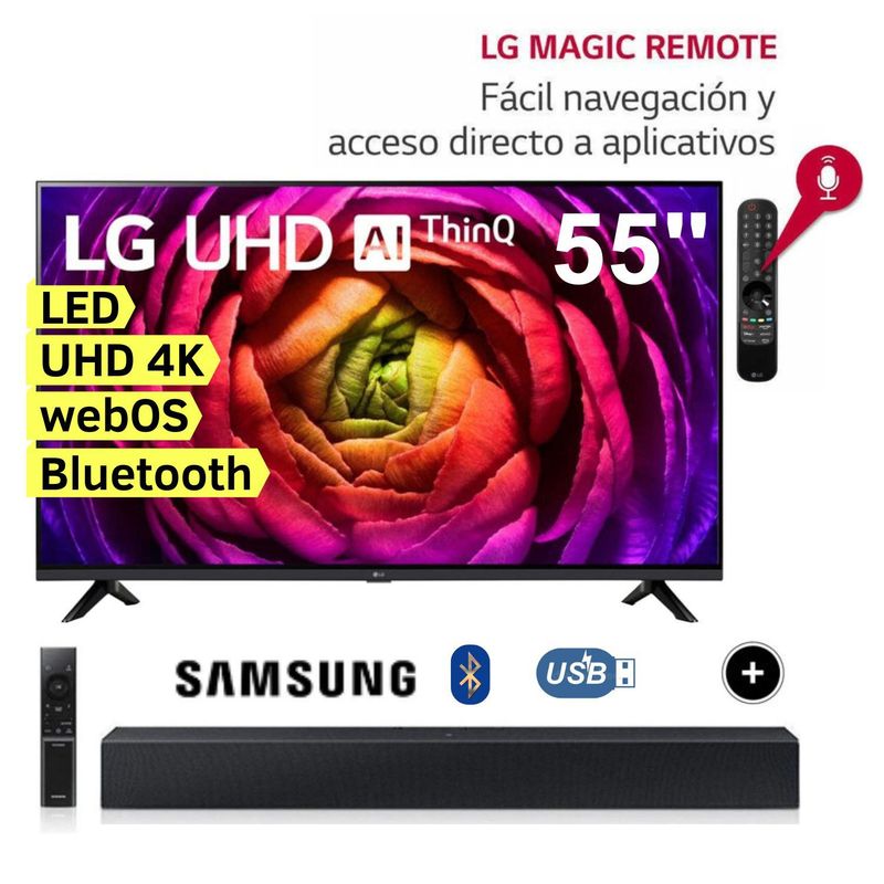 LG - Televisor LG 55"  Led Ultra HD 4K con ThinQ AI 55UR7300PSA + Soundbar