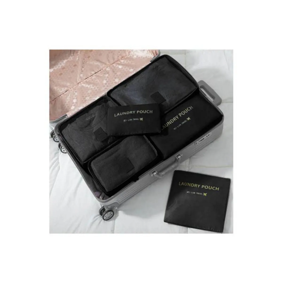 IMPORTADO MC - Set Organizadores de Maleta Bolsas Impermeable para Viaje 6PCS Negro