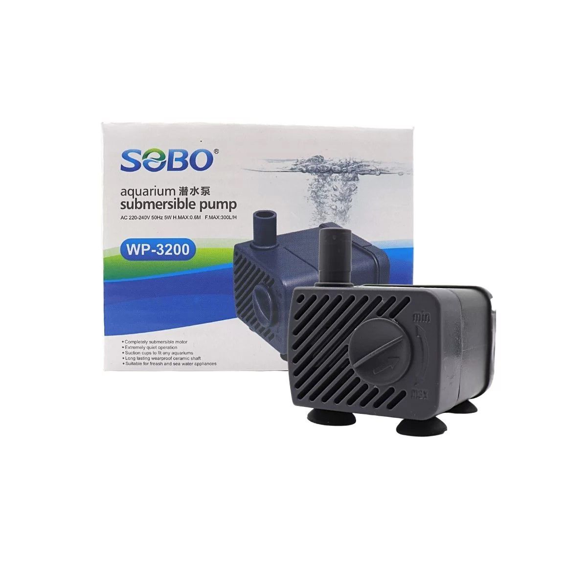 GENERICO - Bomba Sumergible Para Pecera 300lh Sobo Wp-3200
