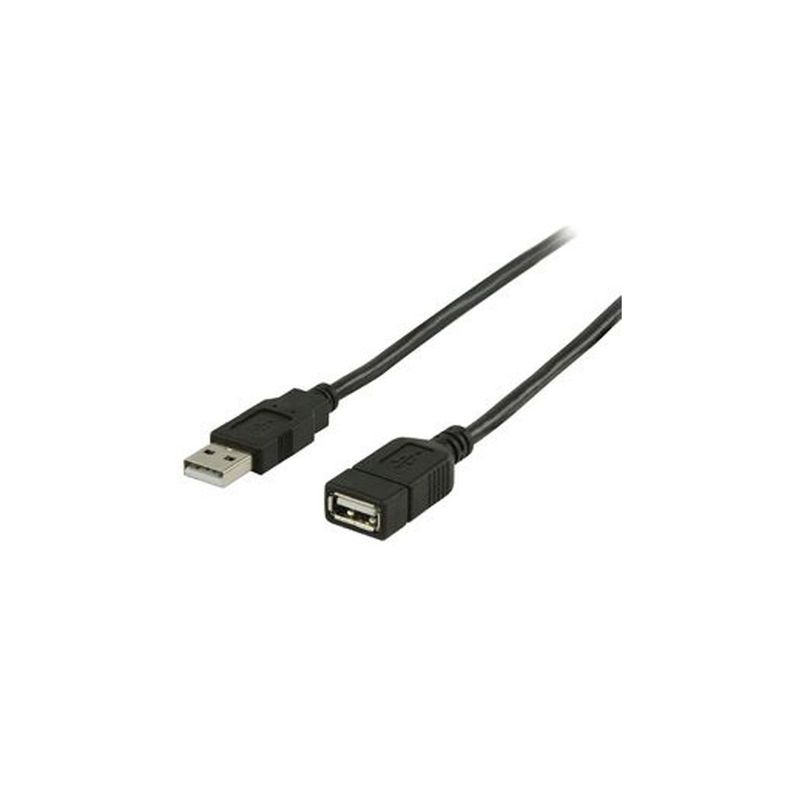 GENERICO - Cable Extensión USB 2.0 Macho a Hembra 2 Metros Negro