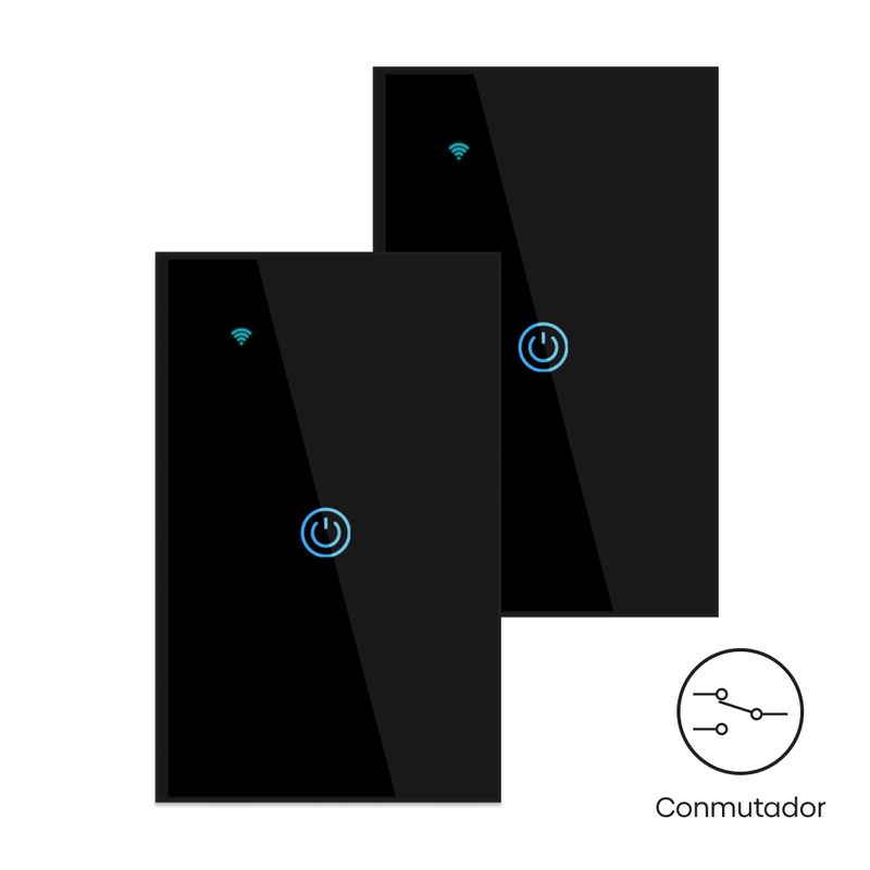OEM - Conmutador Inteligente Wifi 1 Botón Negro Pack 2 Unidades