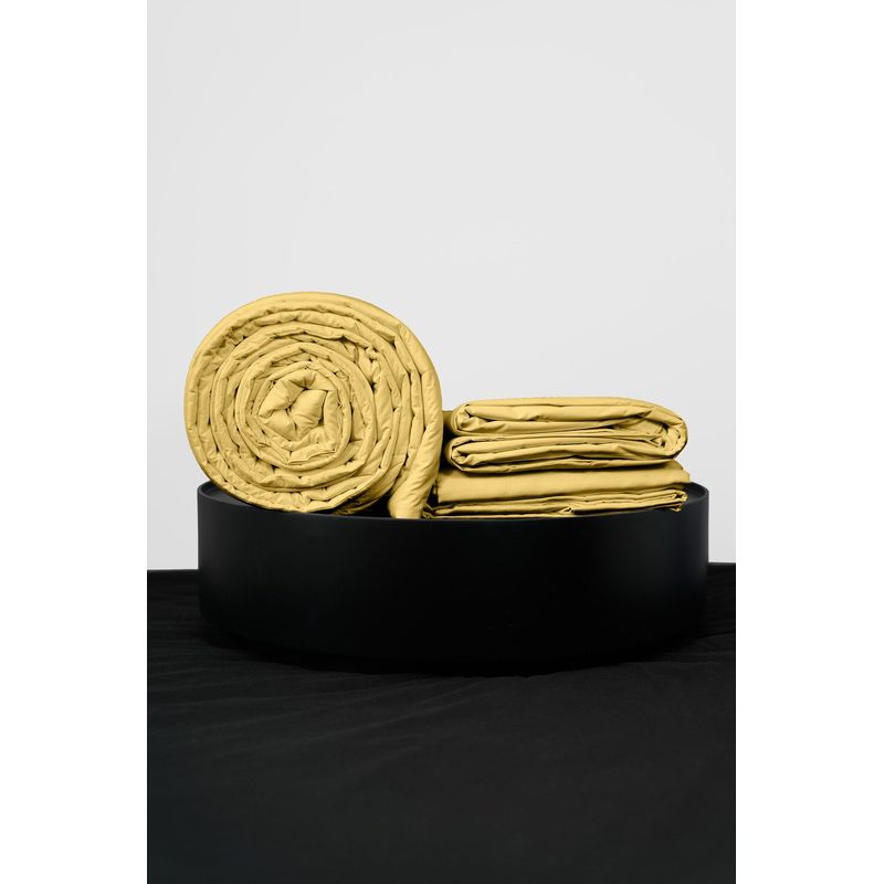 COBITEX HOME - Sábanas + Plumón Hipoalergénico + Funda Plumón King Amarillo 100 Algodón