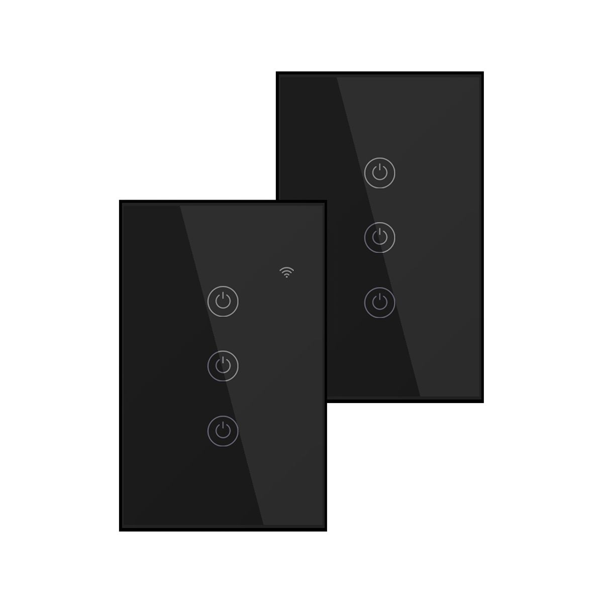 OEM - Conmutador Inteligente Wifi 3 Botones Negro Pack 2 Unidades