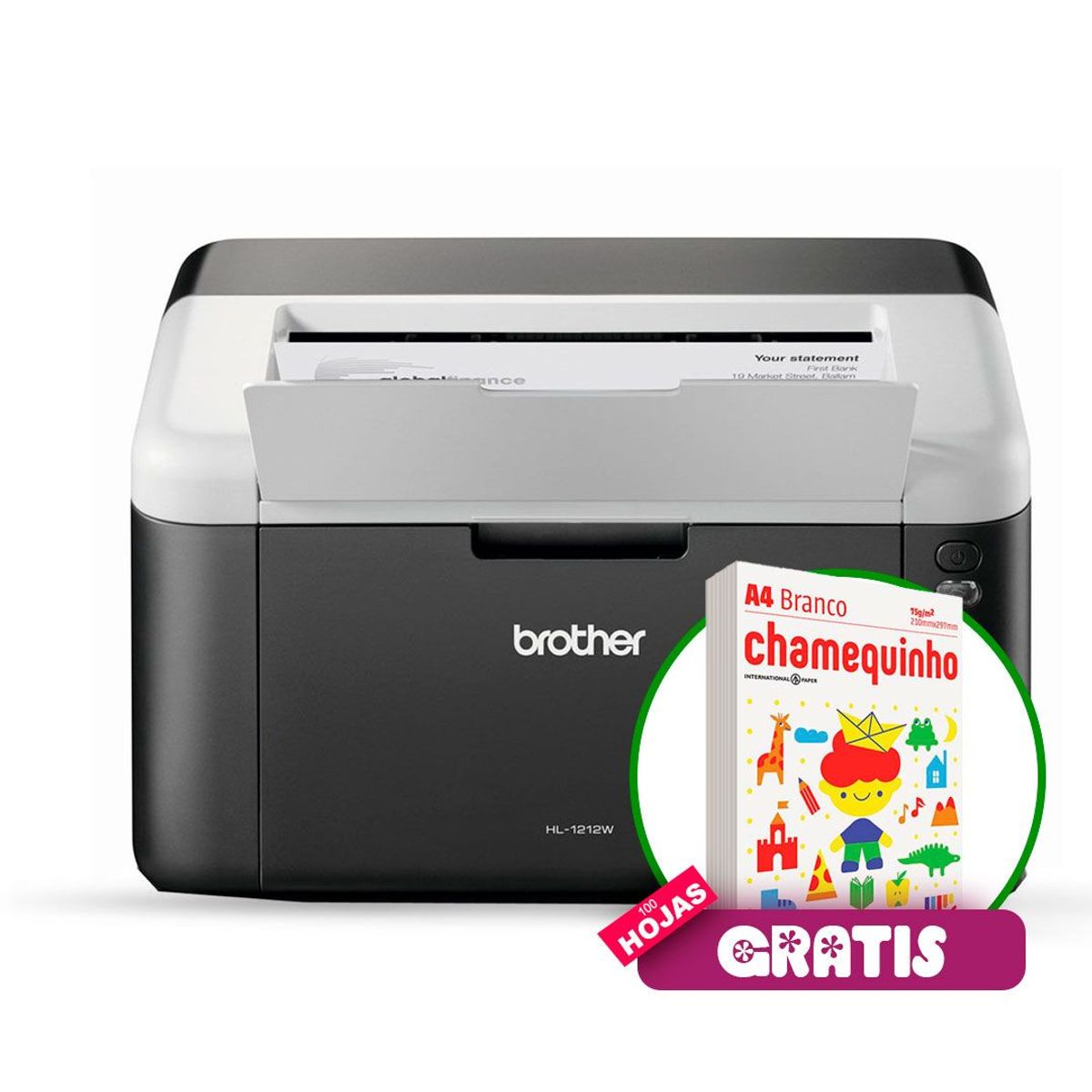 BROTHER - Impresora Laser Monocromático Brother HL-1212W  Papel