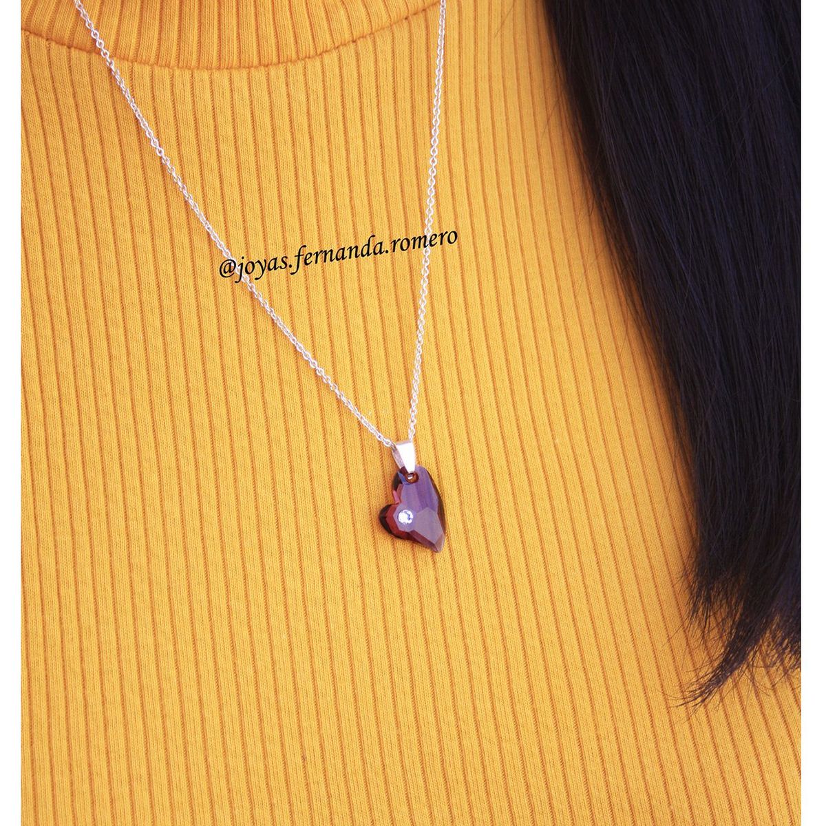 FERNANDA ROMERO JOYAS Y ACCESORIOS - Juego "Corazón Devoted 2 U"  en Cristal Austriaco elaborado en Plata