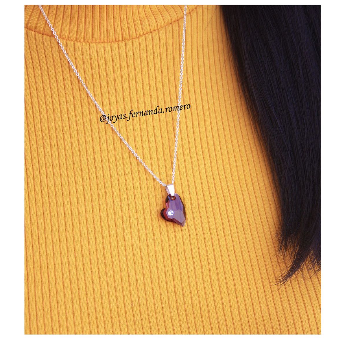 FERNANDA ROMERO JOYAS Y ACCESORIOS - Juego "Corazón Devoted 2 U"  en Cristal Austriaco elaborado en Plata