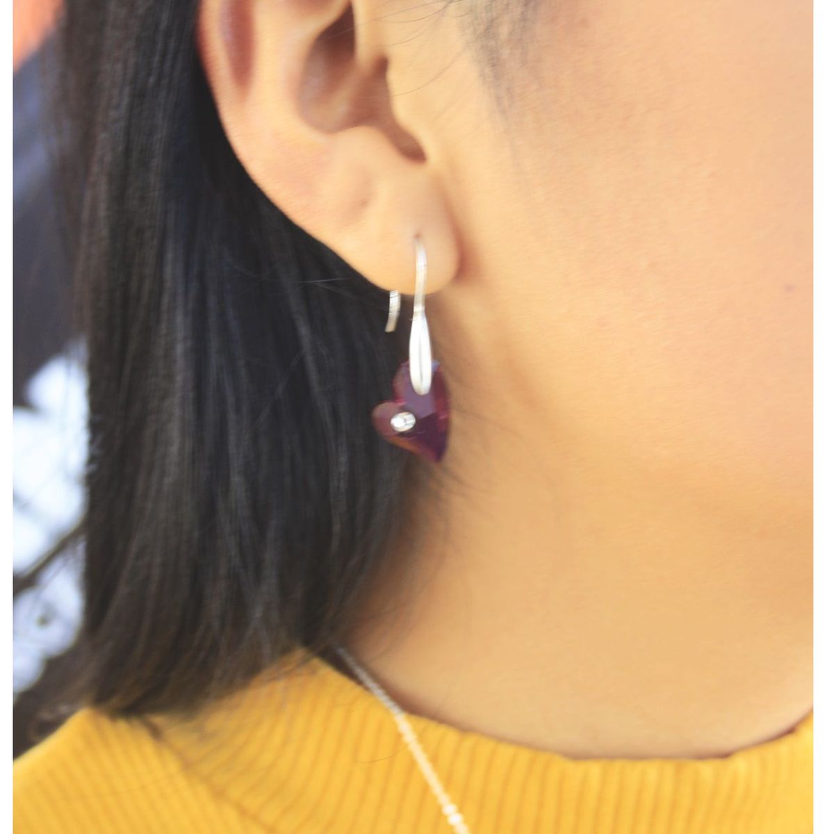 FERNANDA ROMERO JOYAS Y ACCESORIOS - Juego "Corazón Devoted 2 U"  en Cristal Austriaco elaborado en Plata