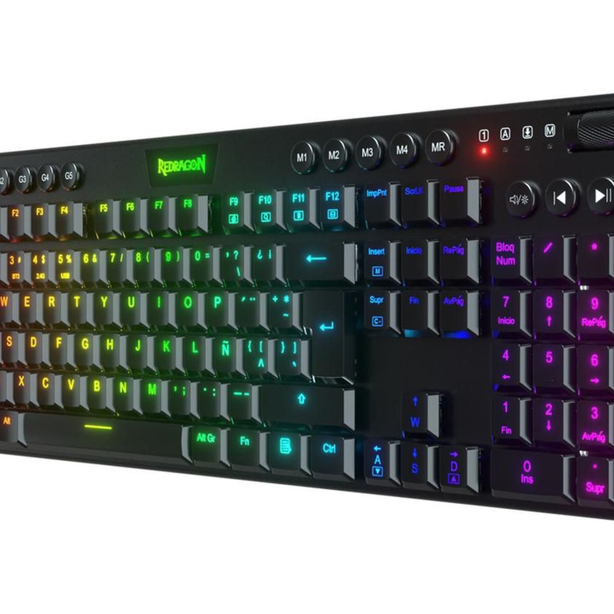 REDRAGON - TECLADO MECANICO REDRAGON HORUS FS RGB WLS RED-SW NEGRO