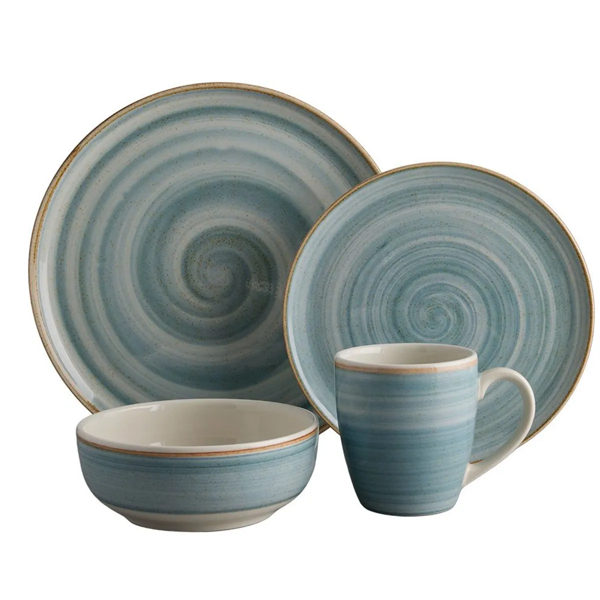 CORONA - Juego de Vajilla 16 Piezas Caoba Azul Corona