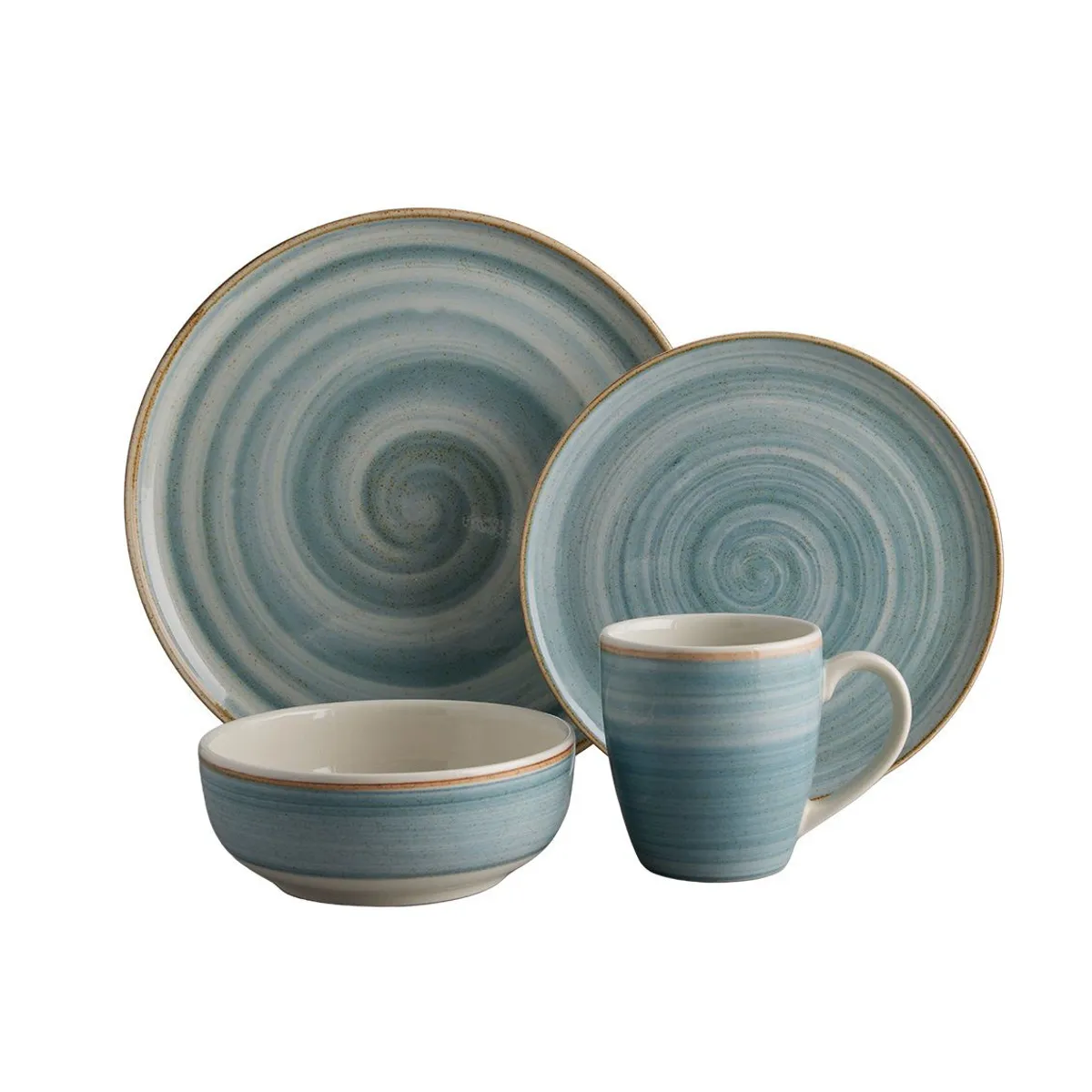 CORONA - Juego de Vajilla 16 Piezas Caoba Azul Corona