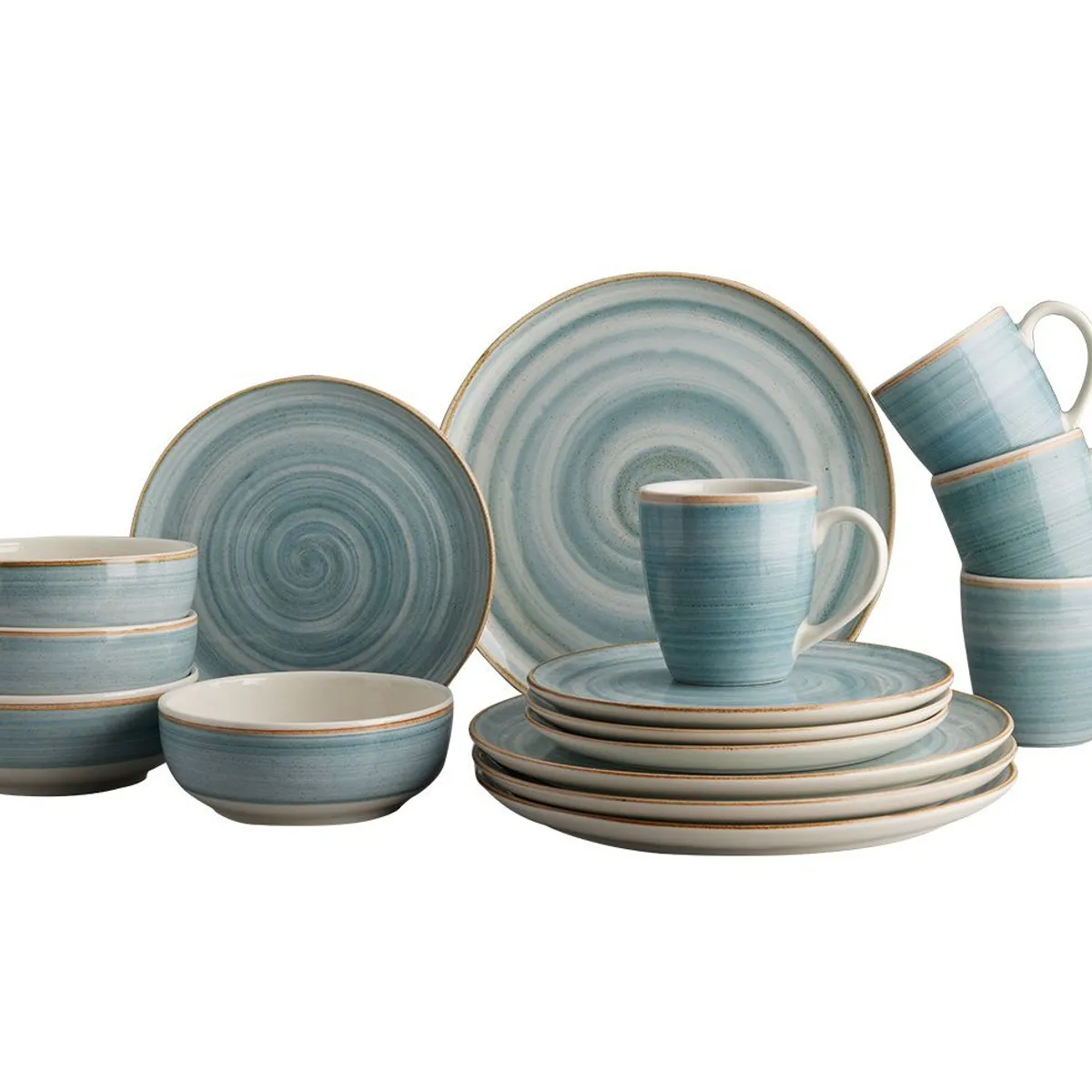 CORONA - Juego de Vajilla 16 Piezas Caoba Azul Corona