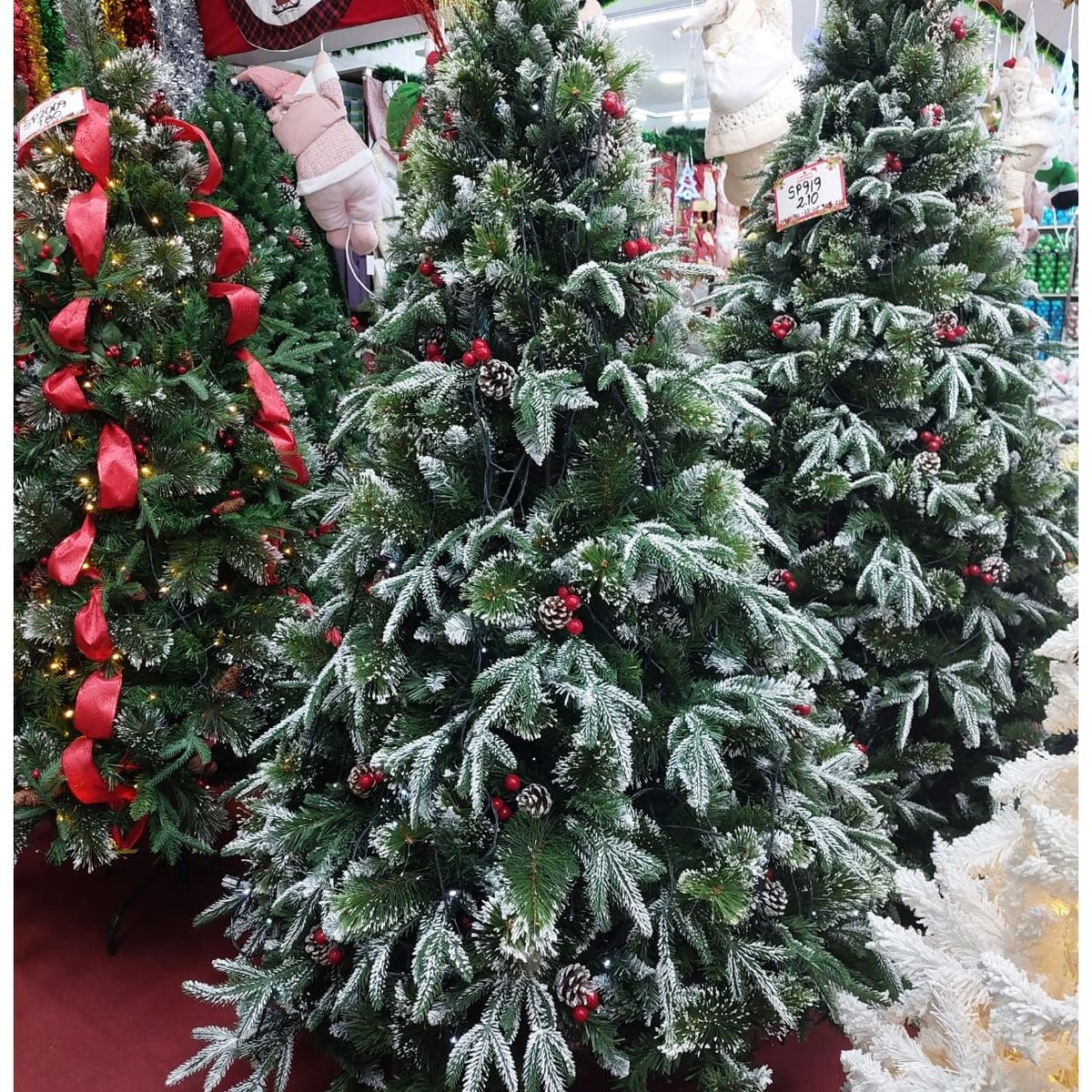 GENERICO - Árbol de Navidad 180 cm Premium verde con piñas y cerezas