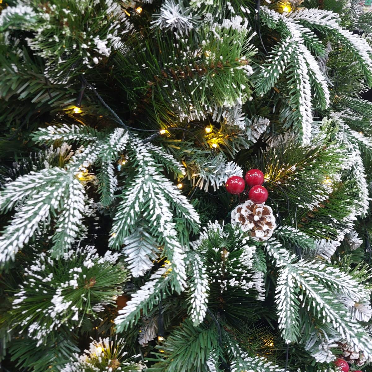 GENERICO - Árbol de Navidad 180 cm Premium verde con piñas y cerezas