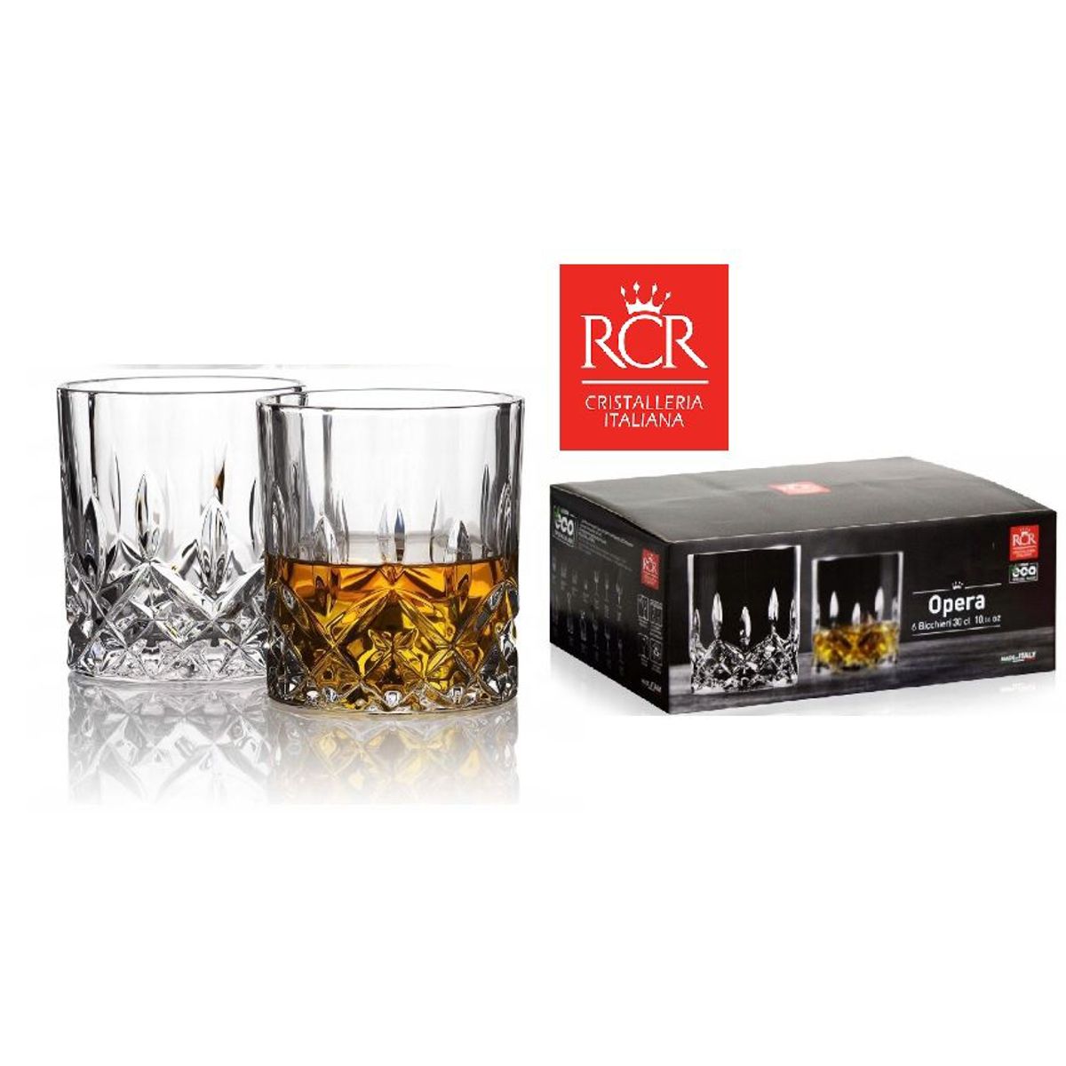 RCR - Set de Vasos OPERA RCR X 06 piezas 30 cl. WHISKEROS