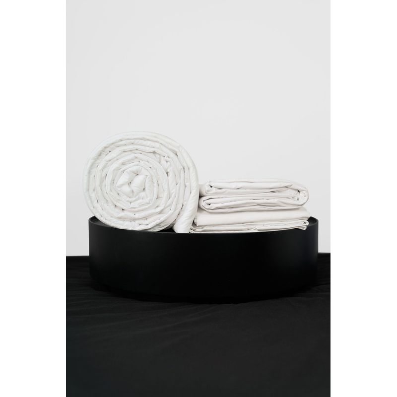 COBITEX HOME - Sábanas + Plumón Hipoalergénico + Funda Plumón 1.5 Plazas Perla 100% Algodón