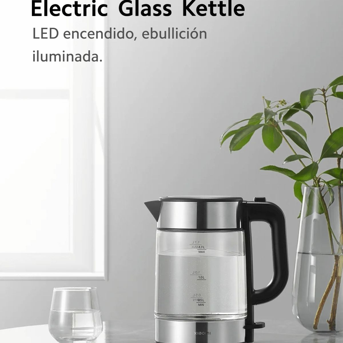 XIAOMI - Hervidora Eléctrica Xiaomi Glass kettle 2200W - Negro