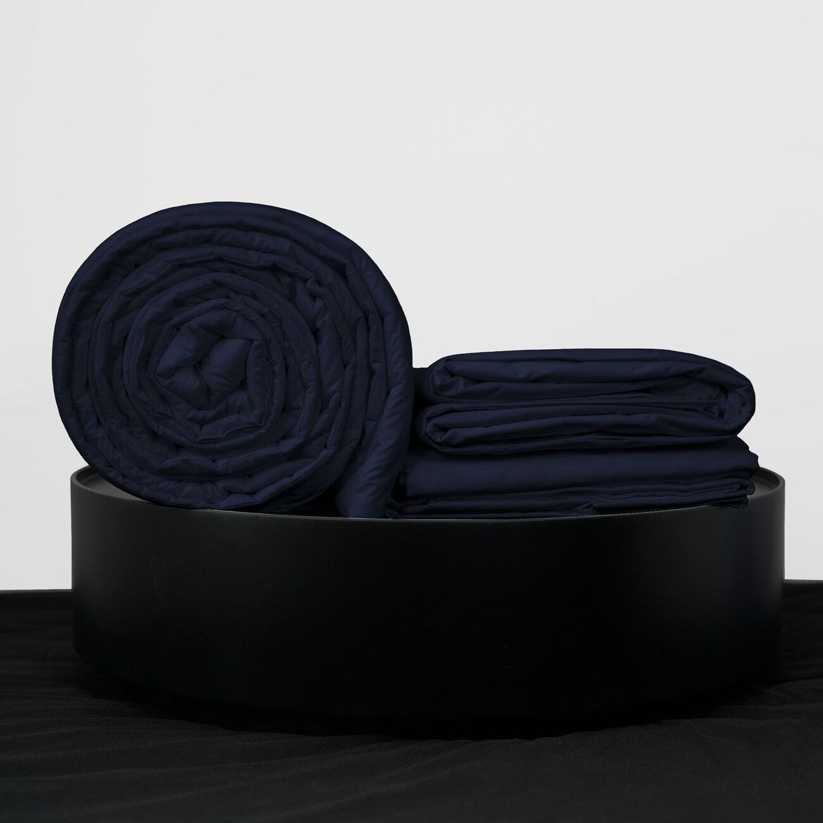 COBITEX HOME - Sábanas + Plumón Hipoalergénico + Funda Plumón 1.5 Plazas Azul Marino 100% Algodón