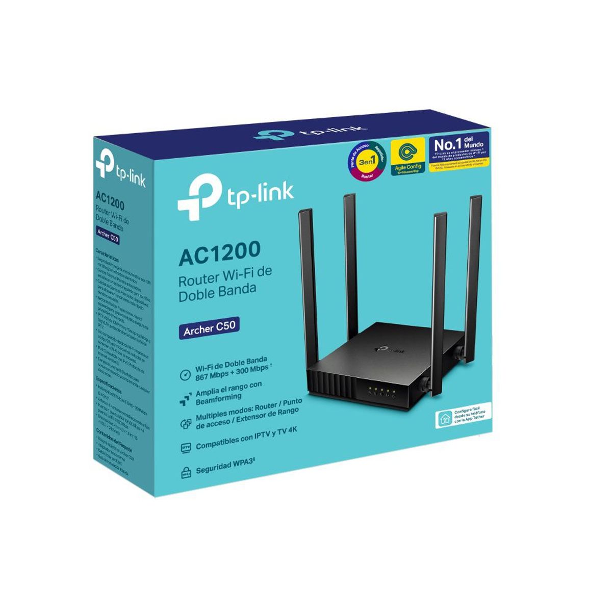 TP LINK - Router Tp-Link Archer C50 Wifi Doble Banda AC1200