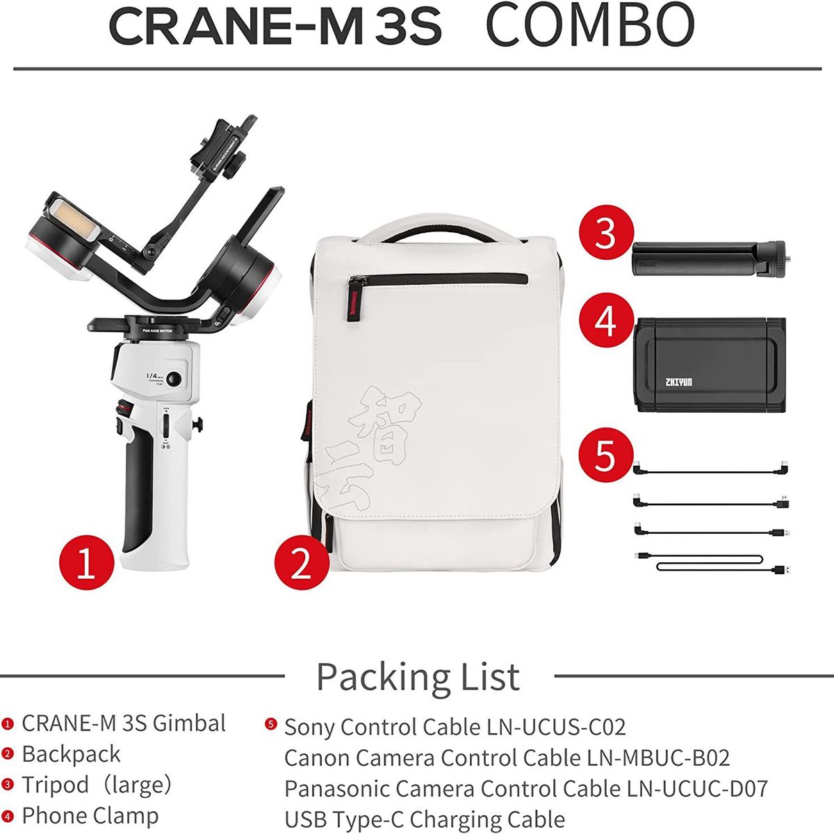 ZHIYUN - Zhiyun Crane M3S Combo Estabilizador para Cámaras y Smartphones