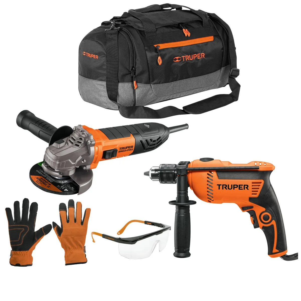 TRUPER - Taladro percutor  600w + amoladora ERGO PRO 850w + maleta,TRUPER