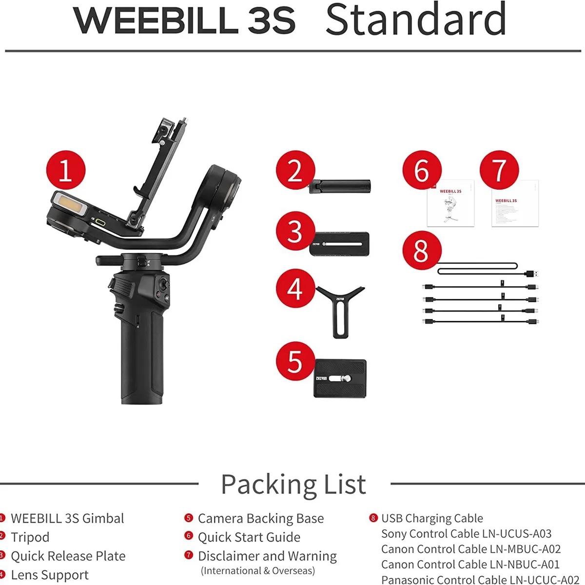 ZHIYUN - Estabilizador Zhiyun Weebill 3S para Cámaras