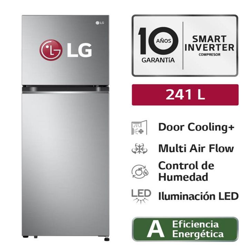LG - Refrigeradora LG Top freezer GT24BPP 241 L con Door Cooling Plateada