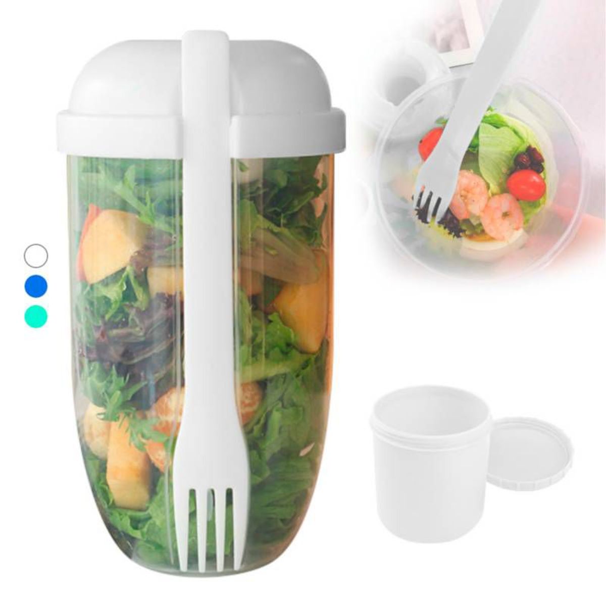 GENERICO - Vaso mezclador porta ensaladas con tenedor