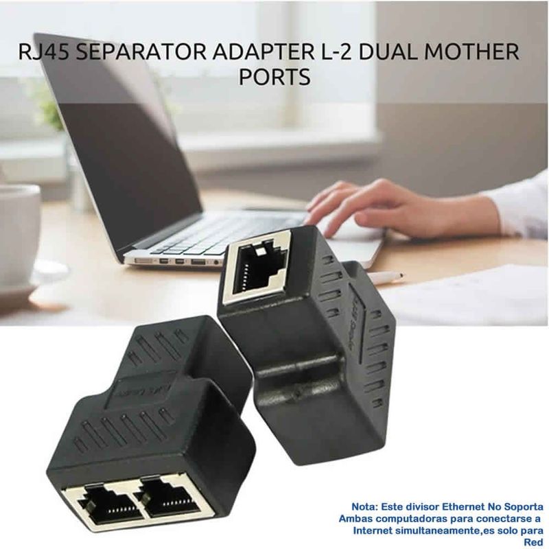 GENERICO - Adaptador divisor rj45 1 a 2 maneras dual port port cat5