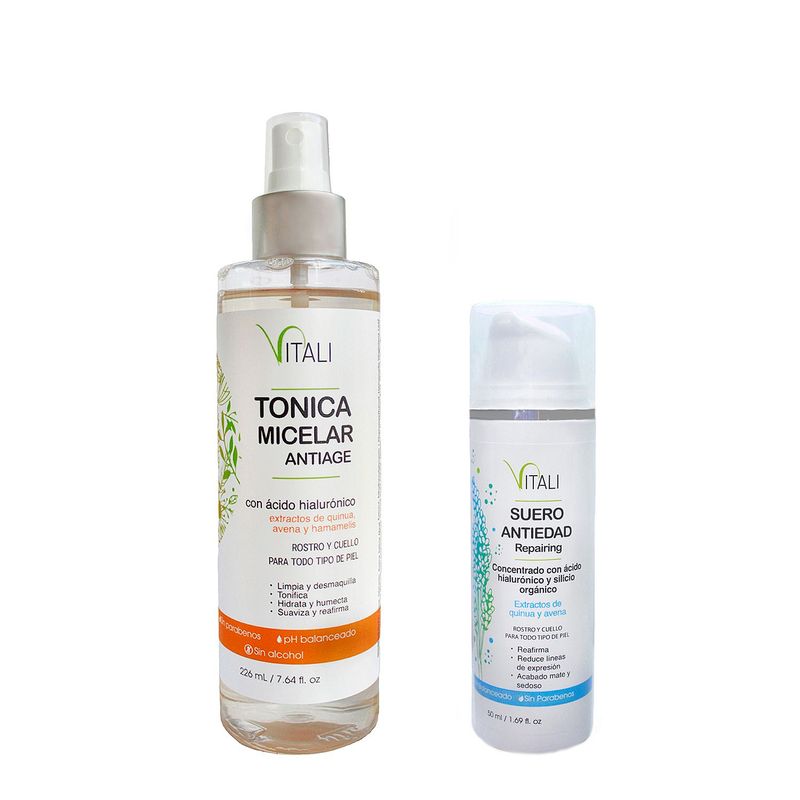 VITALI - Pack Facial Antiedad Tónica Micelar  Suero