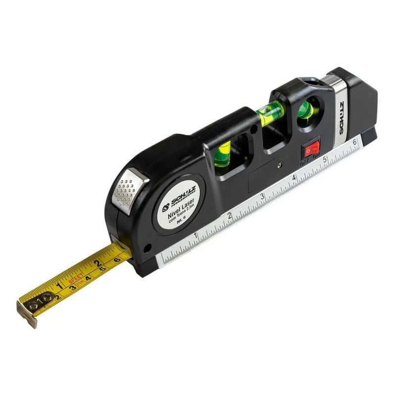 GENERICO - Nivel Laser Wincha 2.5m 3 Burbujas Herramienta Level Pro 3