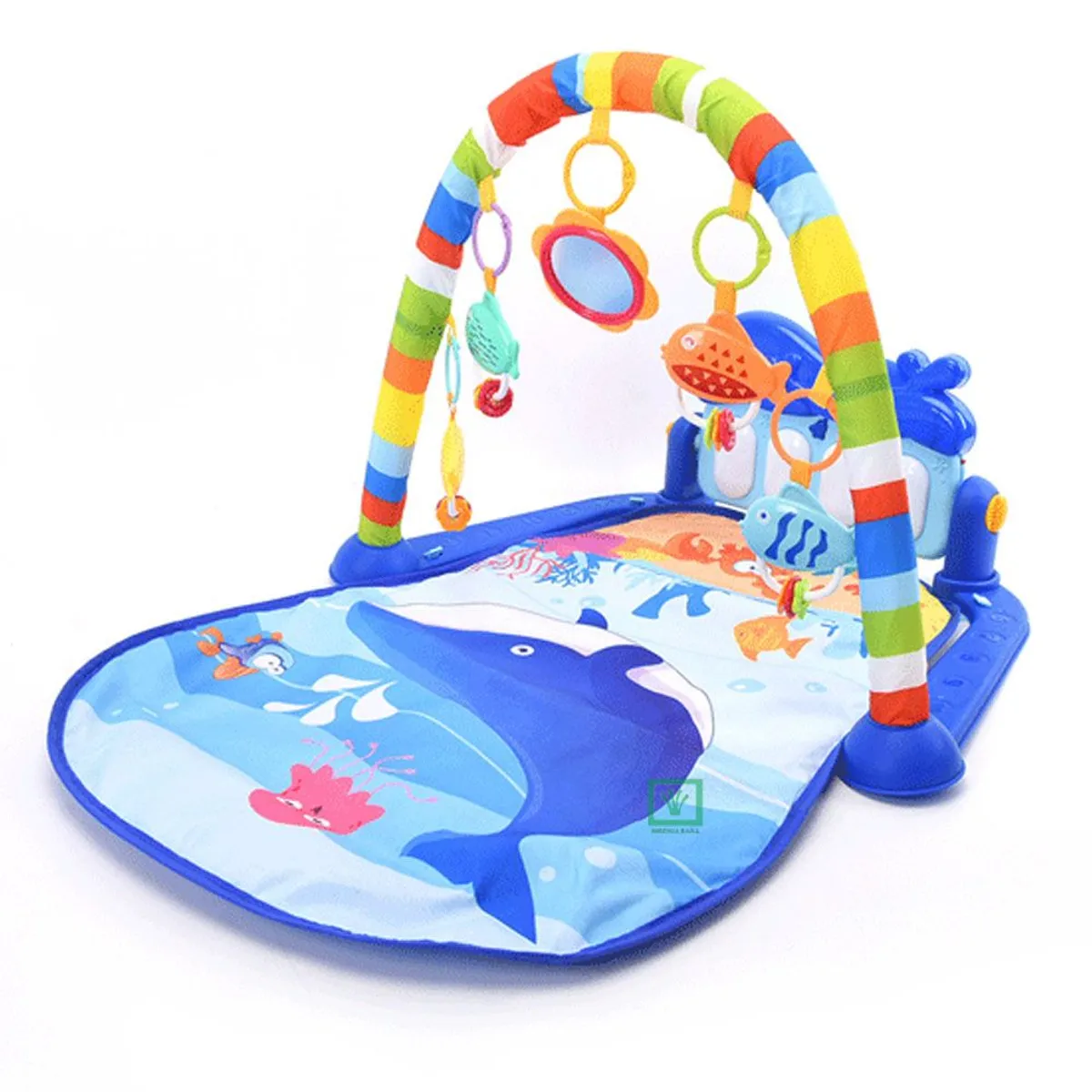 HUANGER - Gimnasio de bebe con Piano Musical Delfín HE0631 Azul