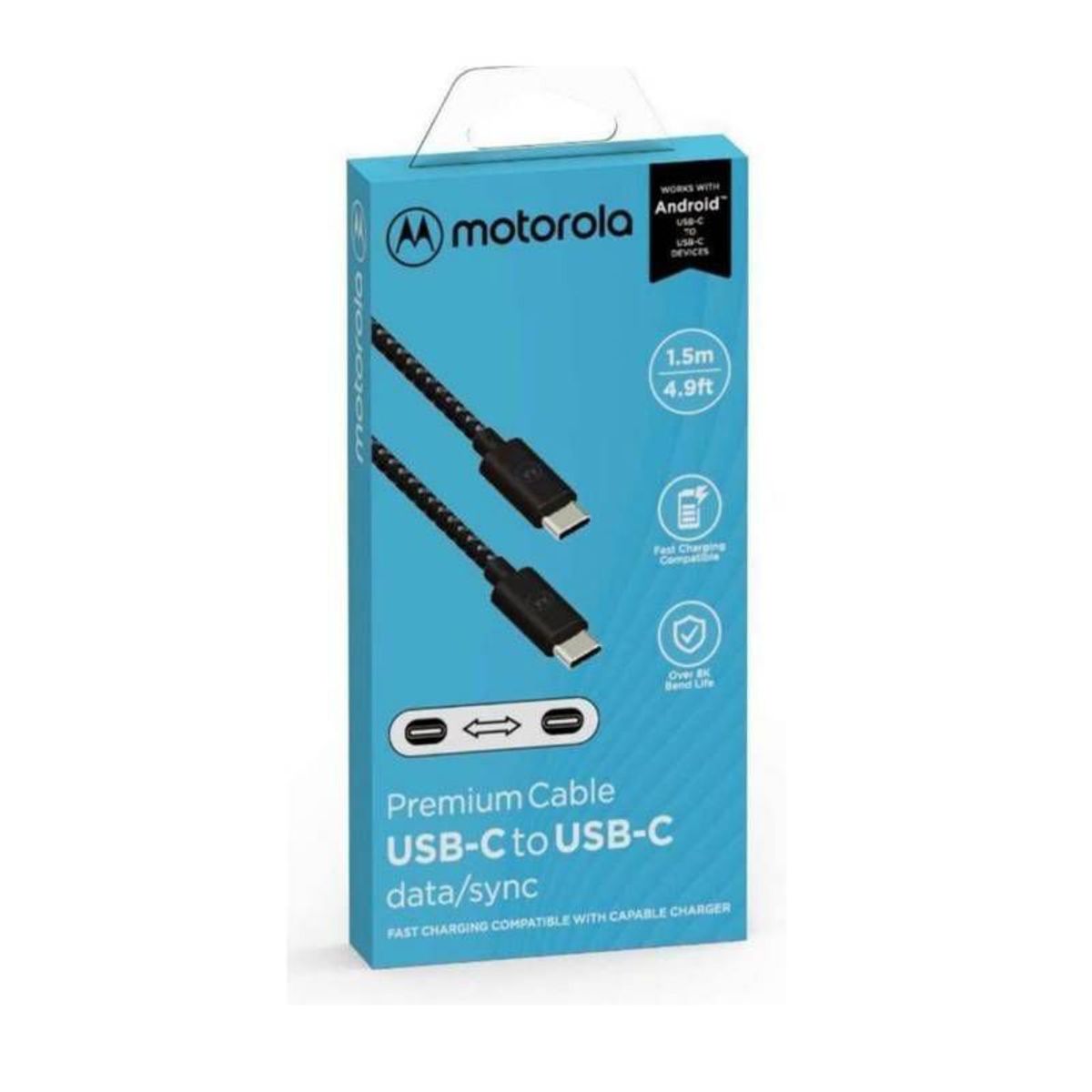MOTOROLA - Cable Motorola USB Tipo-C A Tipo-C 150cm Nylon Trenzado