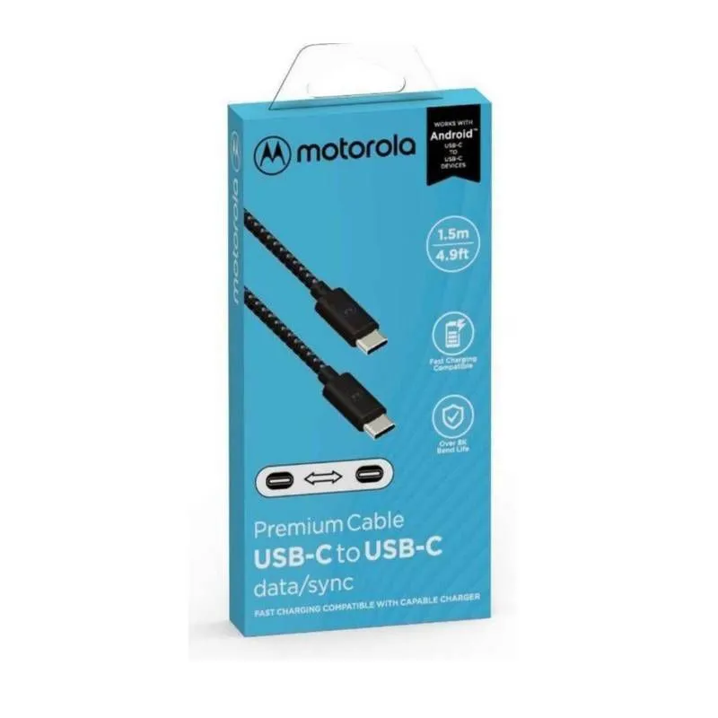 MOTOROLA - Cable Motorola USB Tipo-C A Tipo-C 150cm Nylon Trenzado