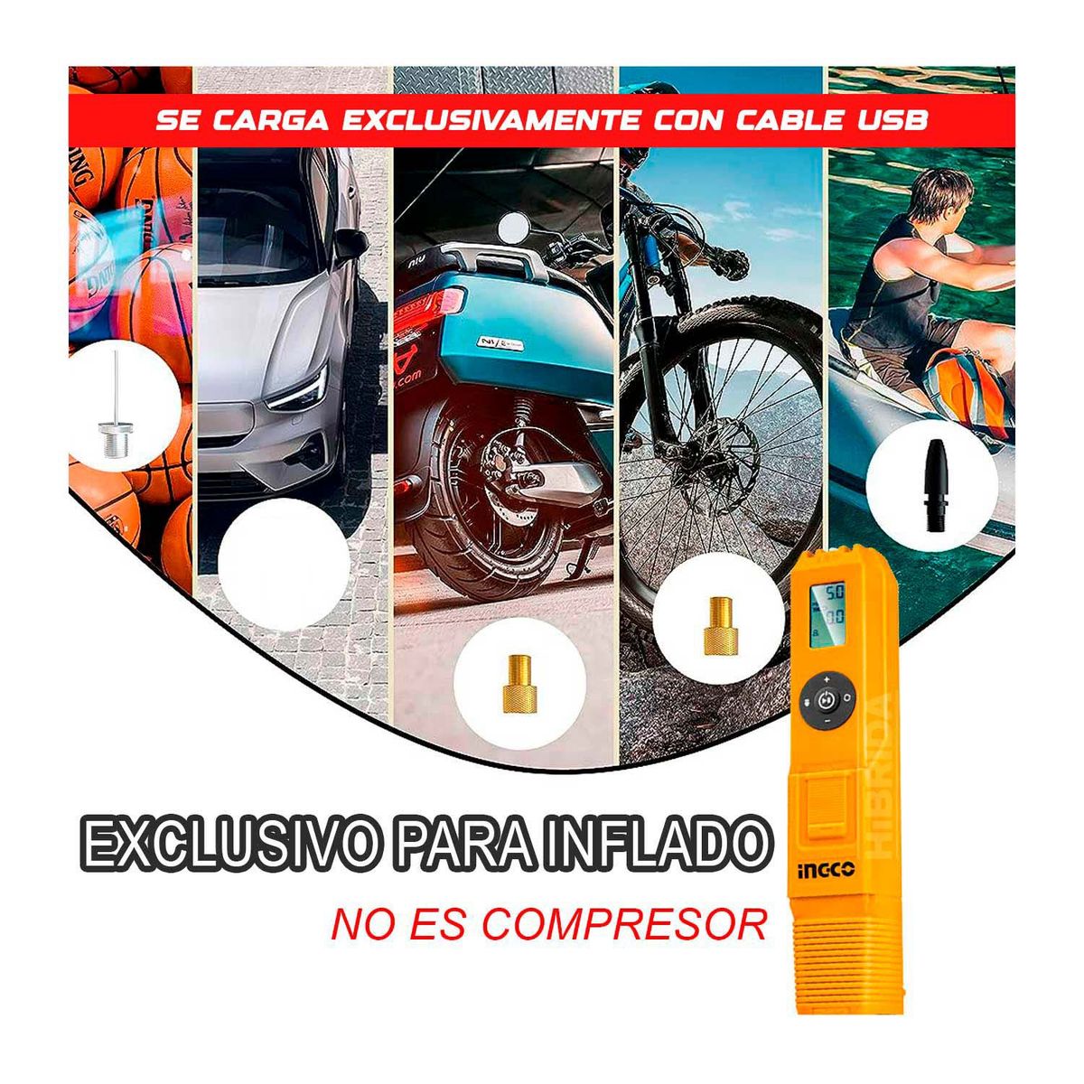 INGCO TOOLS - INFLADOR COMPRESOR 12V INALÁMBRICO LLANTAS - CACLI12012 WUB1501