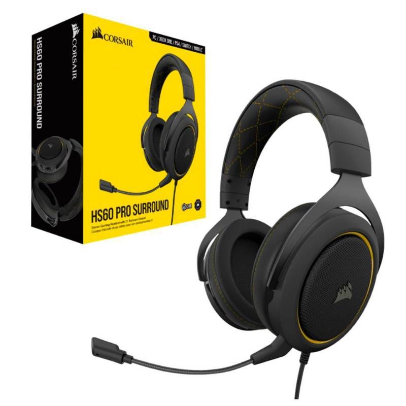 CORSAIR - Audifono Gamer Corsair HS60 Pro Surround Yellow