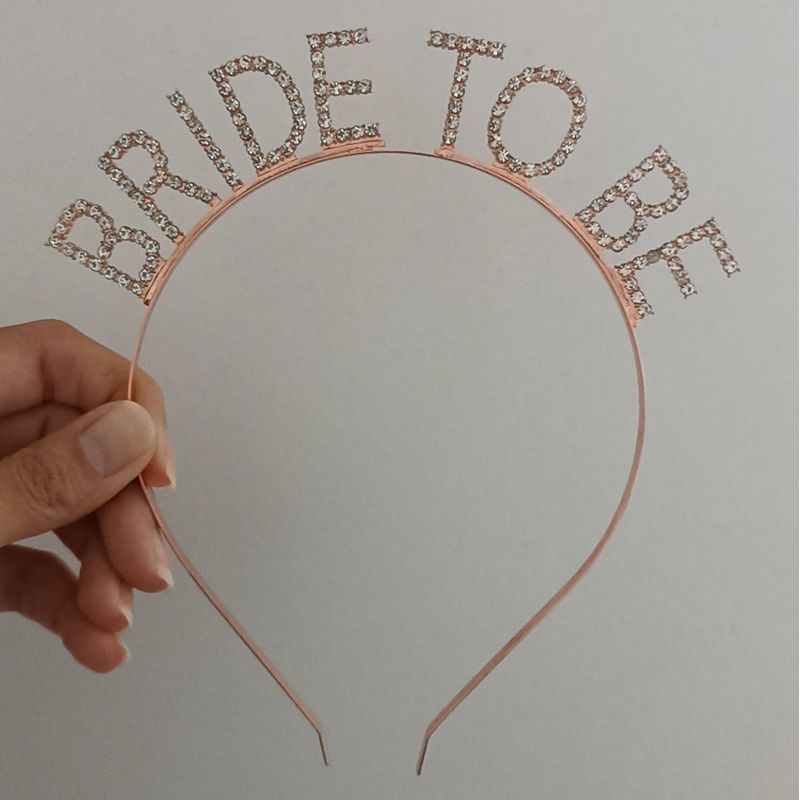 GENERICO - Vincha Oro rosa brillos Novia Despedida de Soltera Bride