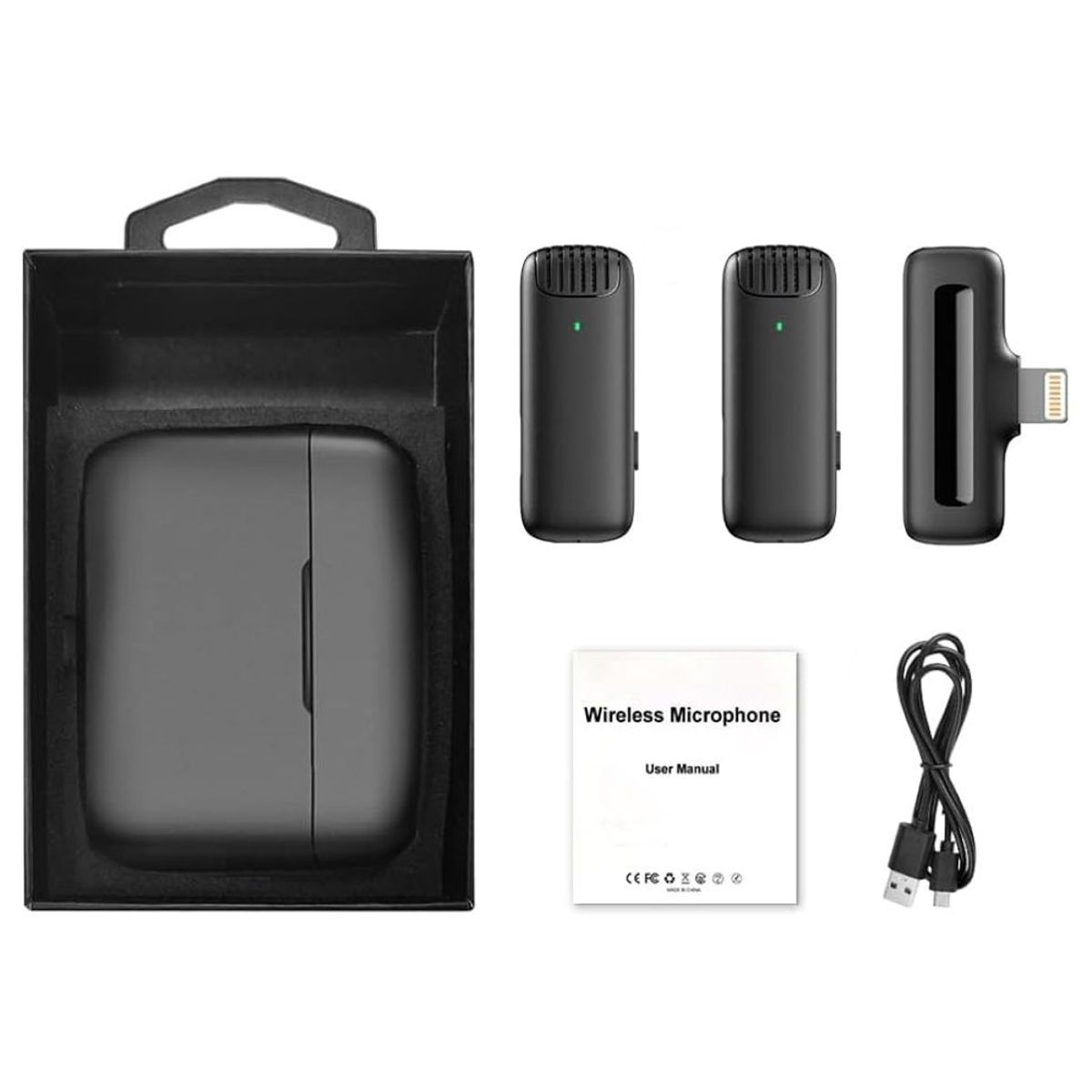 OEM - Micrófonos Inalámbricos Solaperos 2 en 1 iPhone con Cargador Portátil