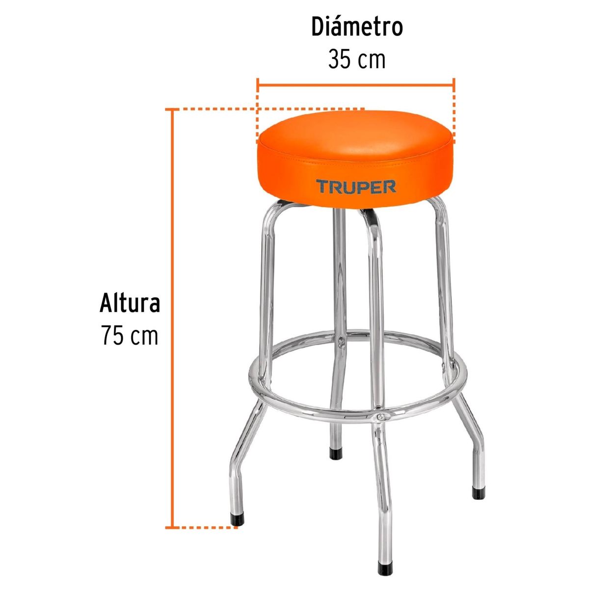 TRUPER - Banco bar, asiento giratorio, acero cromado, pack 3 unidades TRUPER