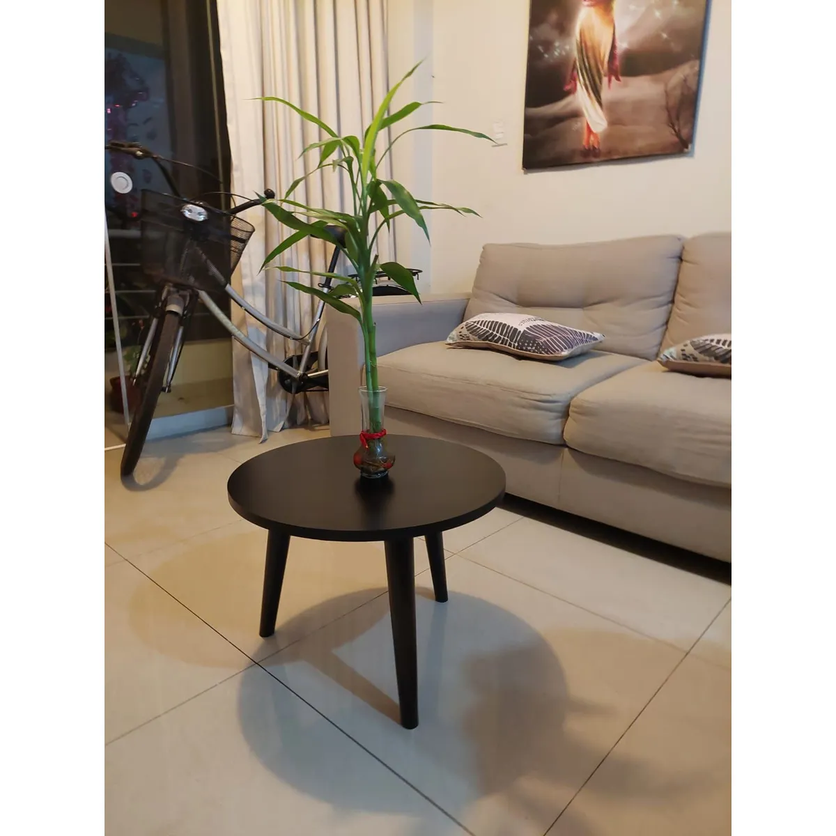 GENERICO - Mesa de centro redondo 50 cm color negro