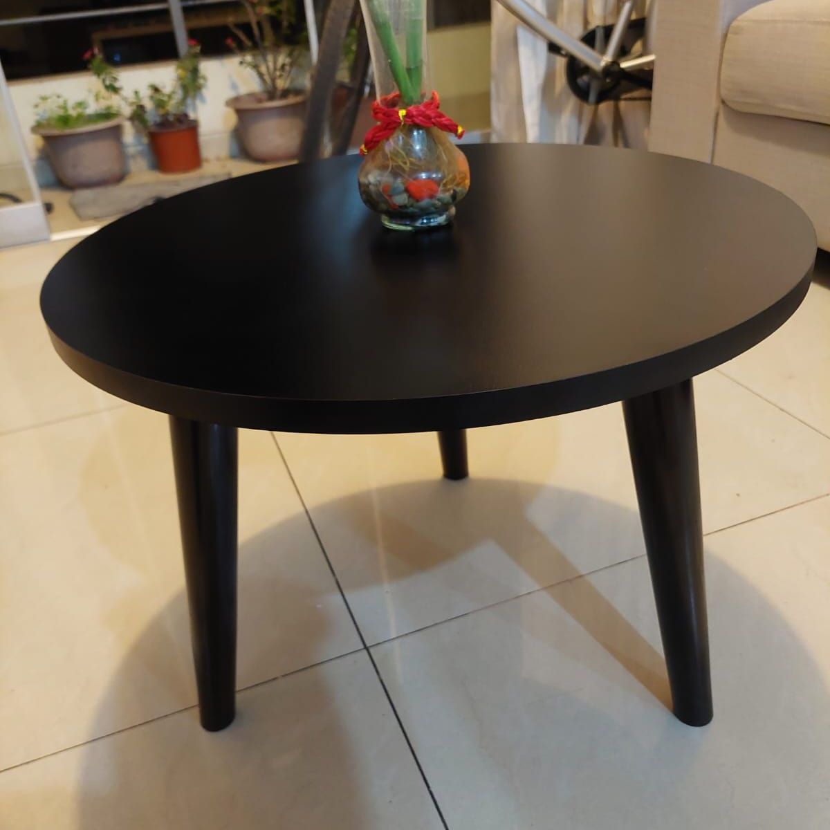 GENERICO - Mesa de centro redondo 50 cm color negro