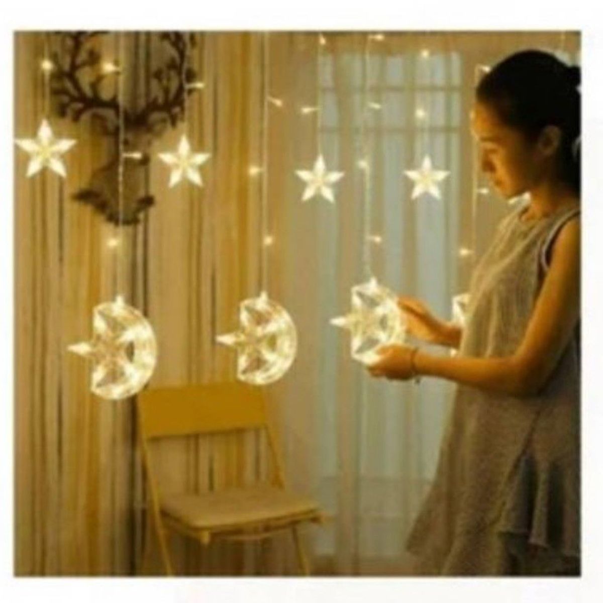 NO LOGO - Luces Cascada de Modelo Luna Estrella
