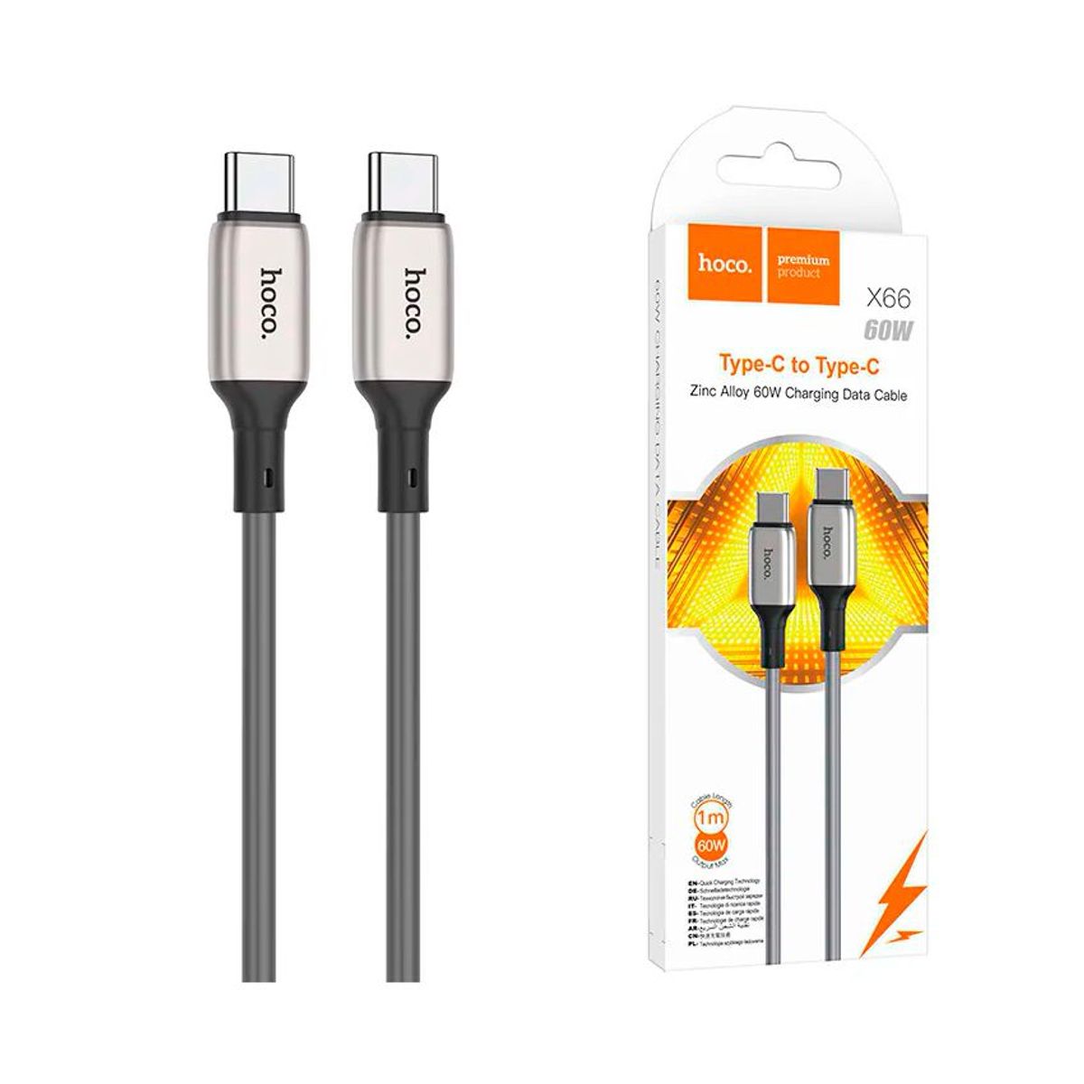 HOCO - Cable de Carga Rápida HOCO 60W 3A Tipo C a C X66N 1m